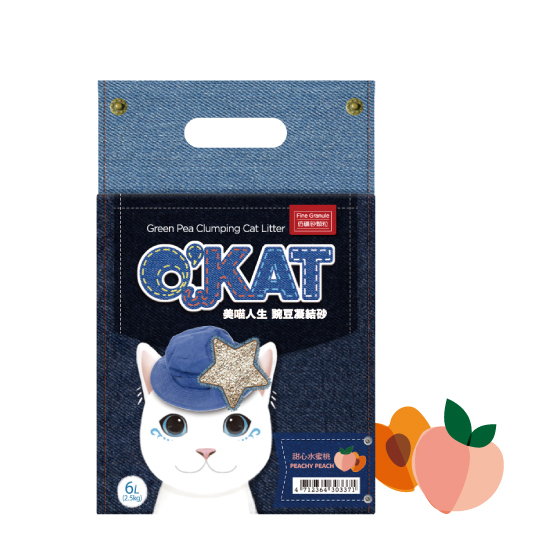 O'KAT。Green Pea Clumping Cat Litter - Peachy Peach - Fine Granule